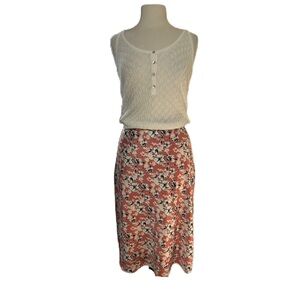 Anthropologie Hutch Pink Floral MIDI Skirt 6P  Silky Cottagecore Coquette